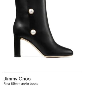 Jimmy Choo Black Ankle Boots with Pearl Detail